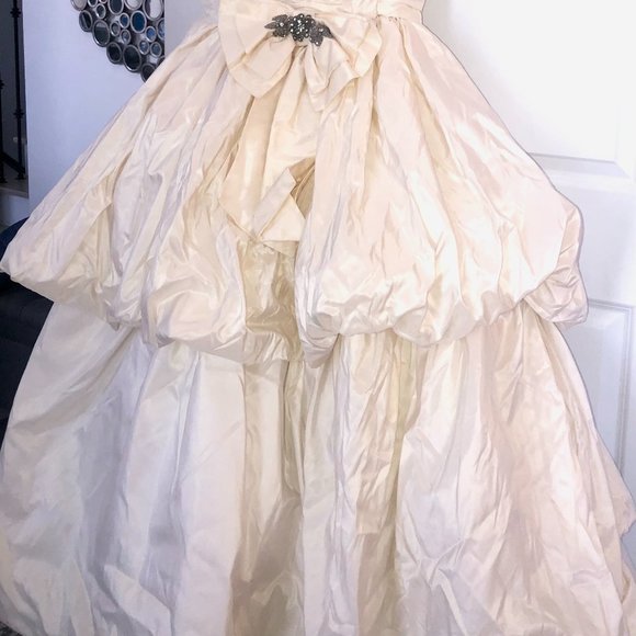 Katerina Bocci designer Silk Mermaid Drop Waist Style with Crystals White - Picture 4 of 5